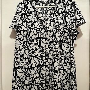 Maurices Black and White Leaf Print Blouse